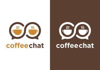 simple coffee chat logo. concept icon design drink for relaxing. coffee ordering logo via onrolan
