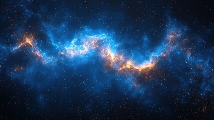 A Cosmic Nebula with Blue and Orange Hues Against a Starry Night Sky