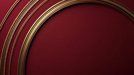 A dramatic backdrop featuring elegant gold frames against a deep red surface, ideal for highlighting art or décor.
