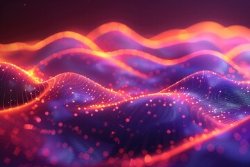 Fototapeta premium Abstract digital waves in vibrant colors, representing technology and connectivity