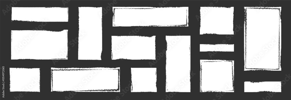 Leinwandbilder box brush frame rough shape set. text box frame rough grunge square paint shape element. hand drawn 