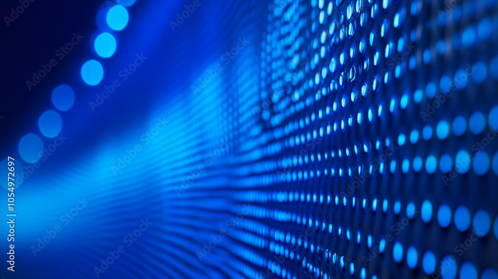 Poster exploration of abstract blue patterns with glowing dots creating a visual rhythm