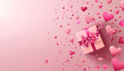Pink Gift Box with Hearts