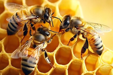Honeycomb with Bees.