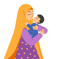 The muslimah mom carry her baby