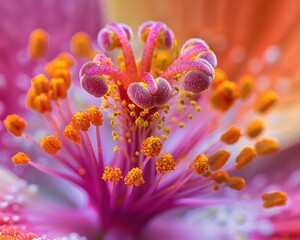 A close-up view of a flower's delicate details. AI.