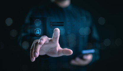 cyber security concept, Login, User, identification information security and encryption, secure access to user's personal information, secure Internet access, cybersecurity.