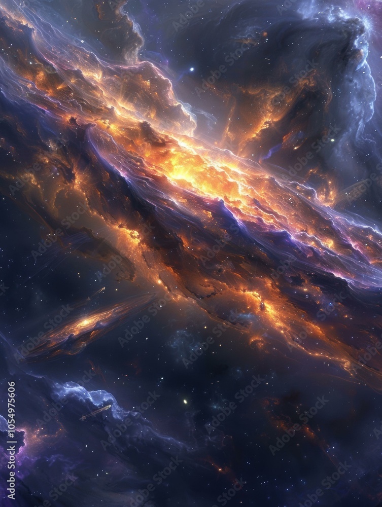 Canvas Prints a fiery nebula in the vast expanse of space. ai.