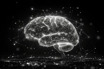 Fototapeta premium An abstract brain made of interconnected dots and lines, representing neural connections and thought processes 
