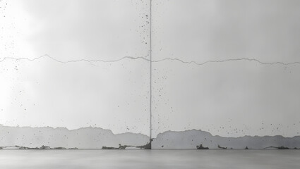 a gray wall with a few marks on it and a crack in it a black and white background