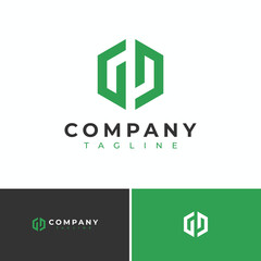 letter g d hexagon logo design