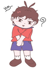 Little boy is wondering, illustration vector, eps, cartoon