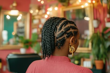 African braids with gold cuffs and rings accessories