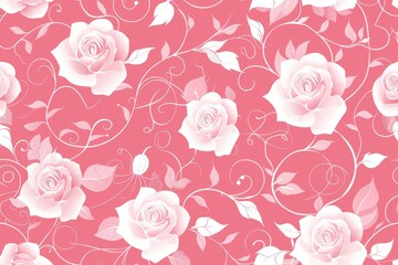 White Roses on Pink Background