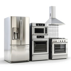 Colorful Home Appliances Collection on White Background