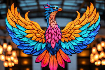 Obraz premium Vibrant Phoenix Artwork in Low Light Setting