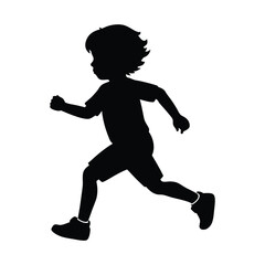 Child running vector silhouette  