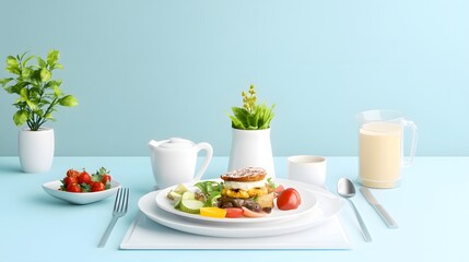 Delicious breakfast spread with fresh ingredients
