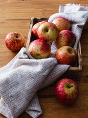 Fresh apples on wooden background