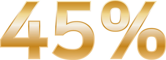 Golden  percent off flat cartoon style vector logo concept.  sale isolated icon on black background. Thirty percent discount for business. Vector illustration