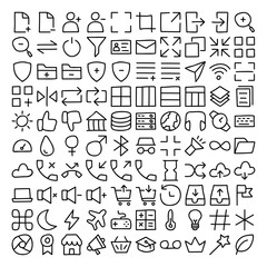 100 Black Handdrawn Line Website User Interface User Experience Icon Set