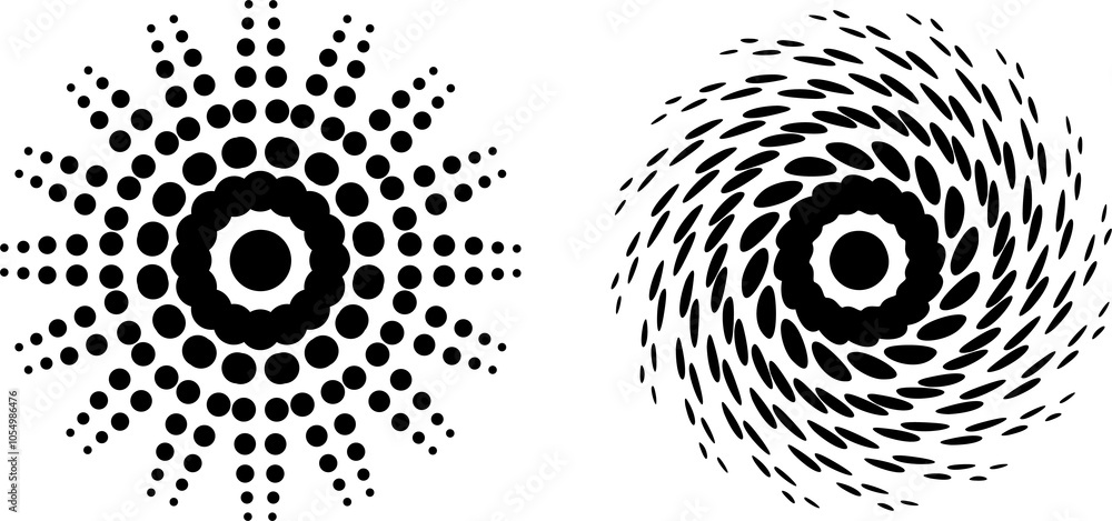 Poster concentric circle design elements. abstract geometric circular shapes background. spiral vector illu