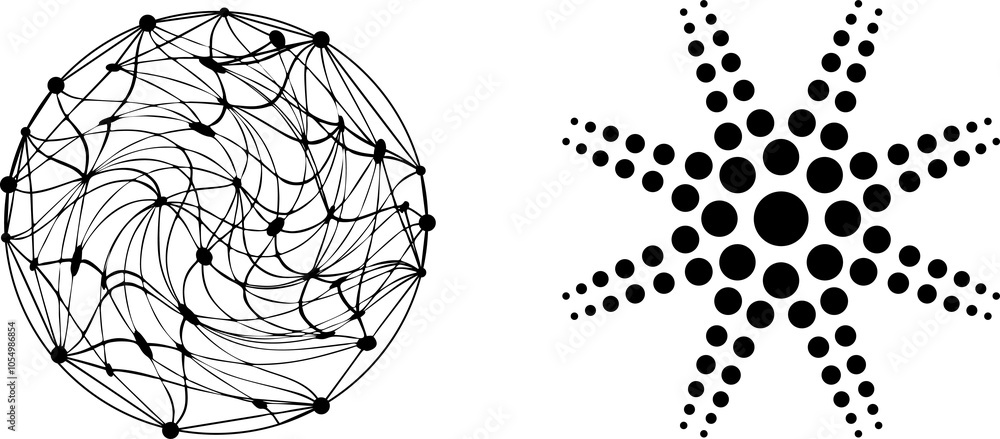 Poster halftone dots in circle form. round logo. round dotted pattern geometric background. dotted circle, 