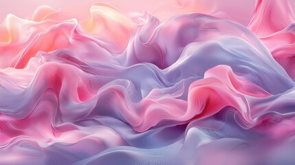 Fototapeta premium Soft pastel fabric waves flowing gracefully in a gentle light backdrop, creating a serene and dreamy atmosphere