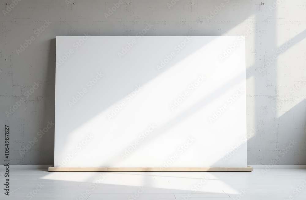 Poster front view on blank white billboard with space for your text or logo in the center of empty room wit
