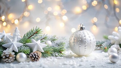 White Christmas decoration with blurred background for depth of field effect