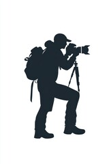 Sleek silhouette glyph icon of a photographer.