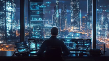 Engineer working on the architecture of machine learning software for a smart virtual