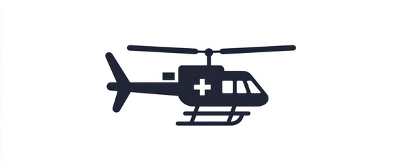 Contemporary rescue helicopter glyph icon, ideal for medical aid and aerial transport.