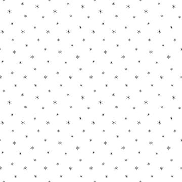 Seamless pattern with hand-drawn snowflakes