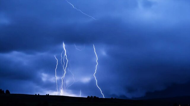 time lapse thunderstorm with lightening Generative AI 
