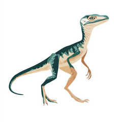 Fototapeta premium modern illustration of Compsognathus dinosaur, showcasing its unique features and colors. This design highlights creature agile stance and distinct markings