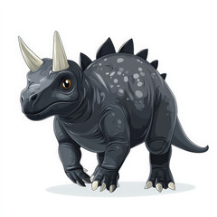 Fototapeta premium Cute dinosaur illustration featuring black Magyarosaurus with spikes and horns, perfect for children books or educational materials