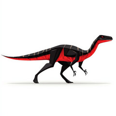 Obraz premium modern flat design of Tsintaosaurus dinosaur, showcasing its sleek black and red colors, isolated on white background, perfect for educational and creative projects