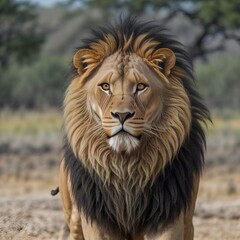 portrait of a lion with white background