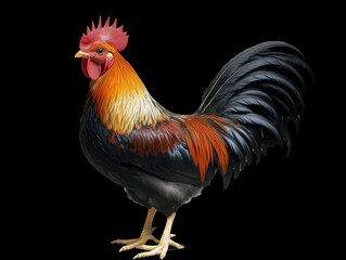Fototapeta premium Rooster chicken isolated on transparent background, png image