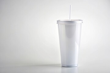 White colored Acrylic tumbler on plain white background