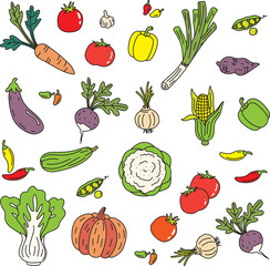 Illustration of vegetable group on empty  background.