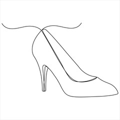 Single line continuous drawing of beautiful woman high heels for fashion outline design illustration