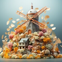 Cheerful money windmill powering dreams concept of energy of finance