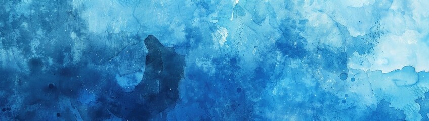 Abstract blue background texture, banner design. Blue watercolor background with a grainy and textured pattern