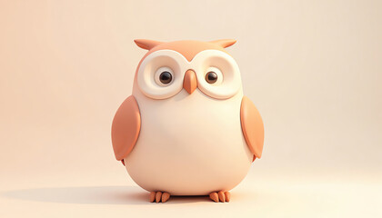 Obraz premium Wise Owl Illustration, Thoughtful Mood, Knowing Bird Against Soft Background