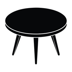 Round Table Silhouette Vector Illustration,  Minimalist Furniture Design