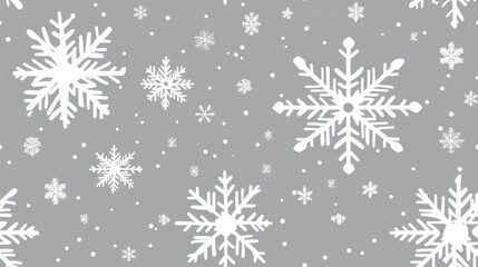 Fototapeta premium White Snowflake Line Art on Light Gray.
