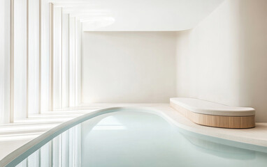 Serene indoor pool area featuring minimalist design and natural light in a modern spa