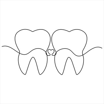 recommend clip art: Single line continuous drawing of tooth simple dental tooth line art vector illustration dentist stomatology medical concept